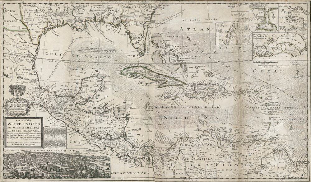 カリブ海の地図、1715年